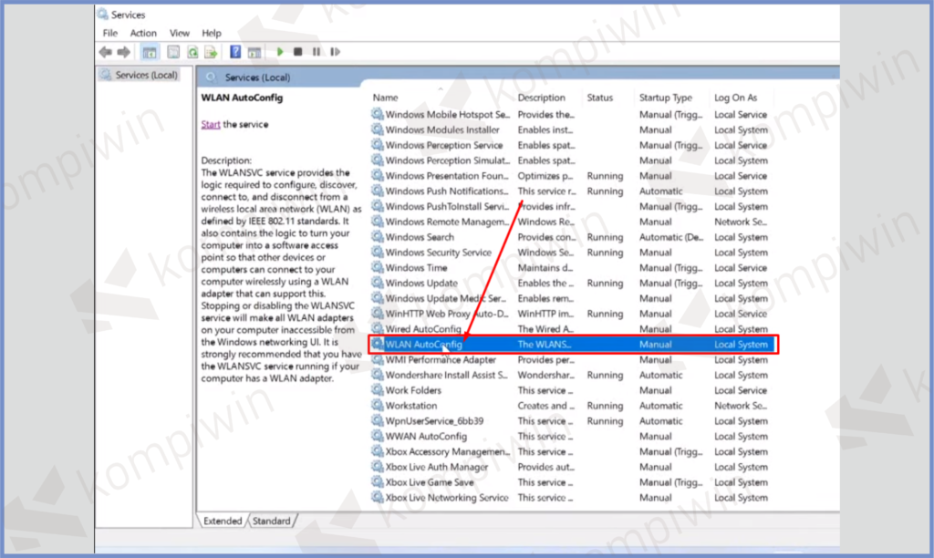 7 Pilih WLAN Autoconfig - Cara Mengatasi WiFi Hilang di Windows 11