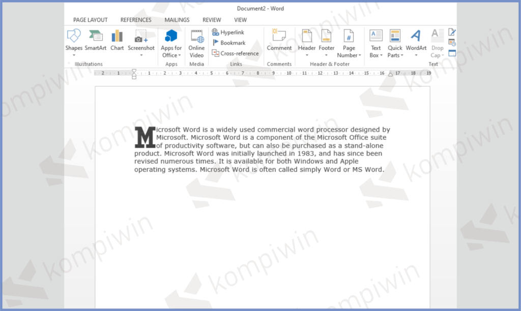8 Hasilnya Seperti Ini - Cara Membuat Huruf Besar [DropCap] Awal Kalimat di Word