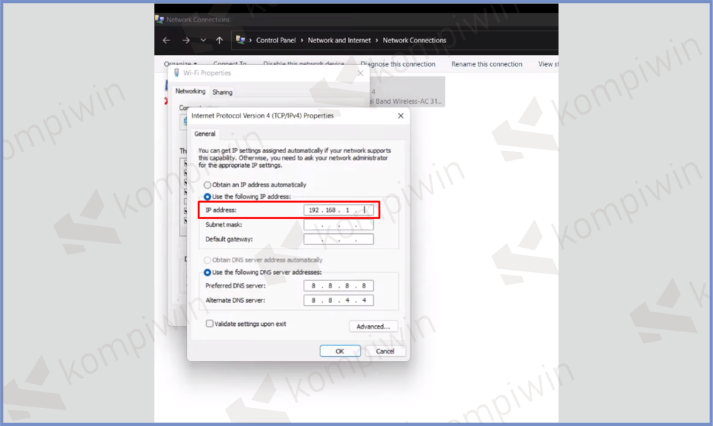 9 Masukkan IP Address - Cara Mengatasi WiFi No Internet di Windows 11