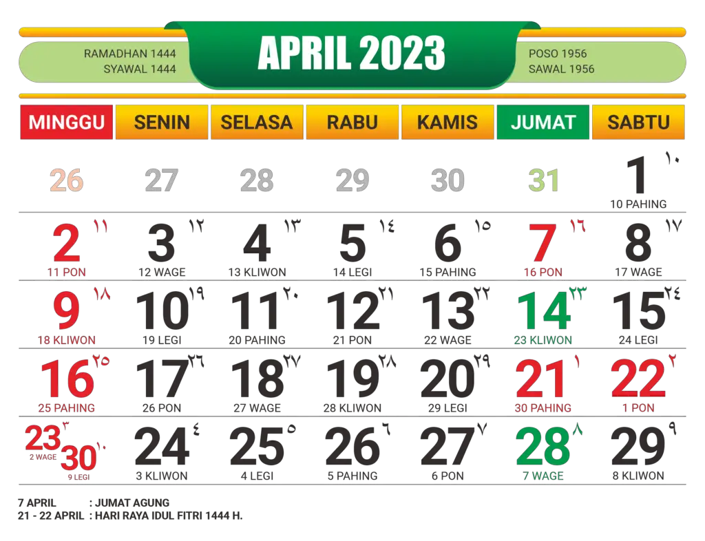 Kalender Jawa April 2023