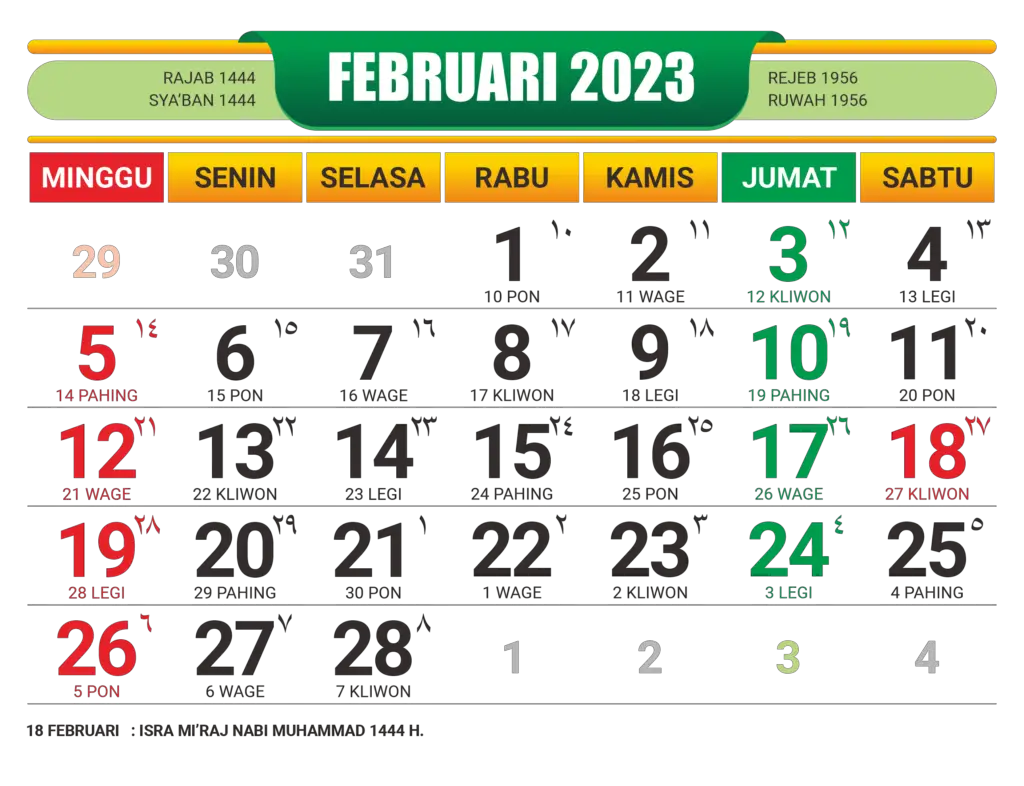 Kalender Jawa Februari 2023