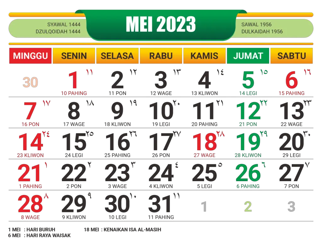 Kalender Jawa Mei 2023