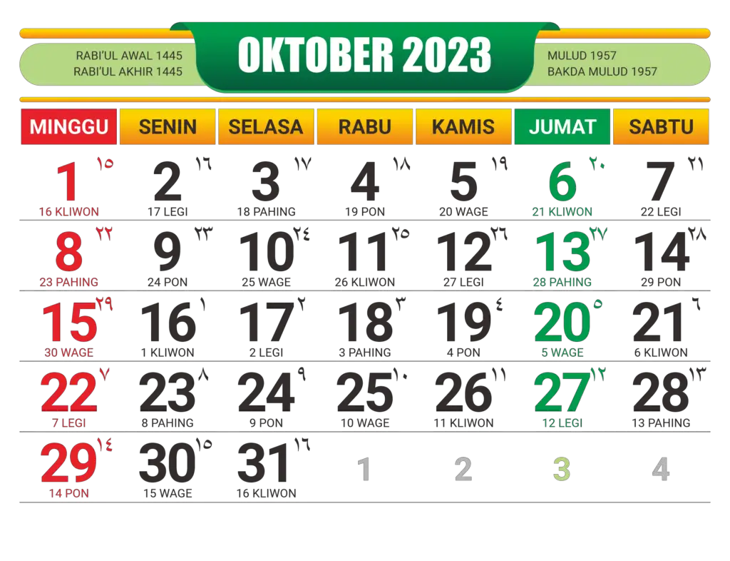 Kalender Jawa Oktober 2023