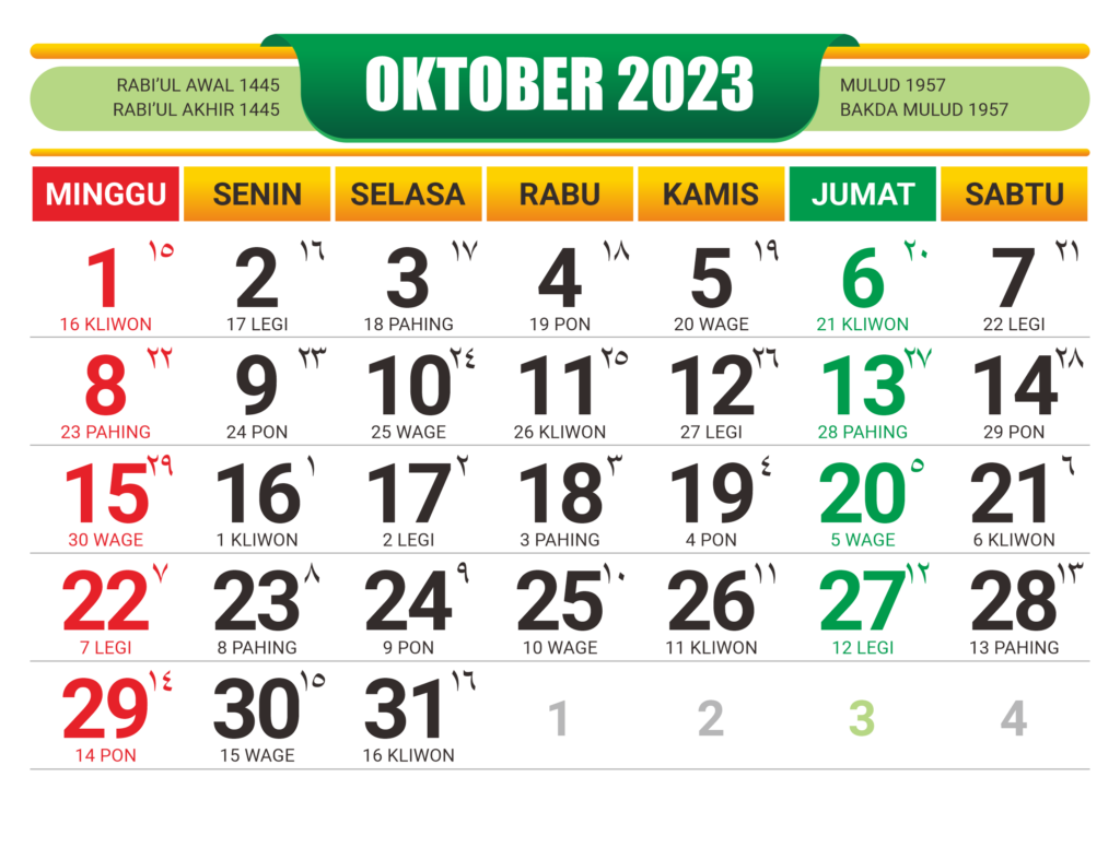 Kalender Jawa Oktober 2023