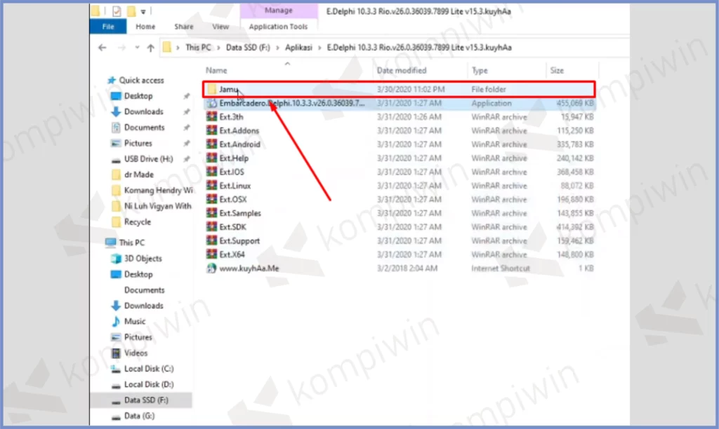 12 Buka Folder Jamu - Cara Install Delphi Rio di Windows 10