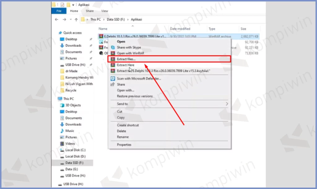 2 Klik Kanan Ekstrak File - Cara Install Delphi Rio di Windows 10