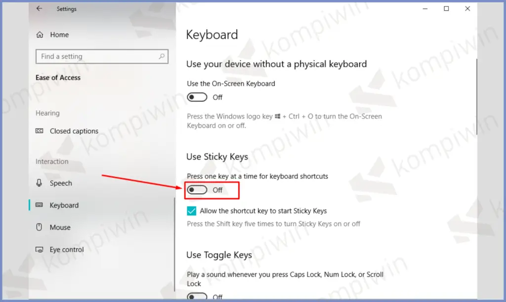 4 Matikan Stickey Keys - Cara Mengatasi ALT + F4 Tidak Berfungsi di Windows 10