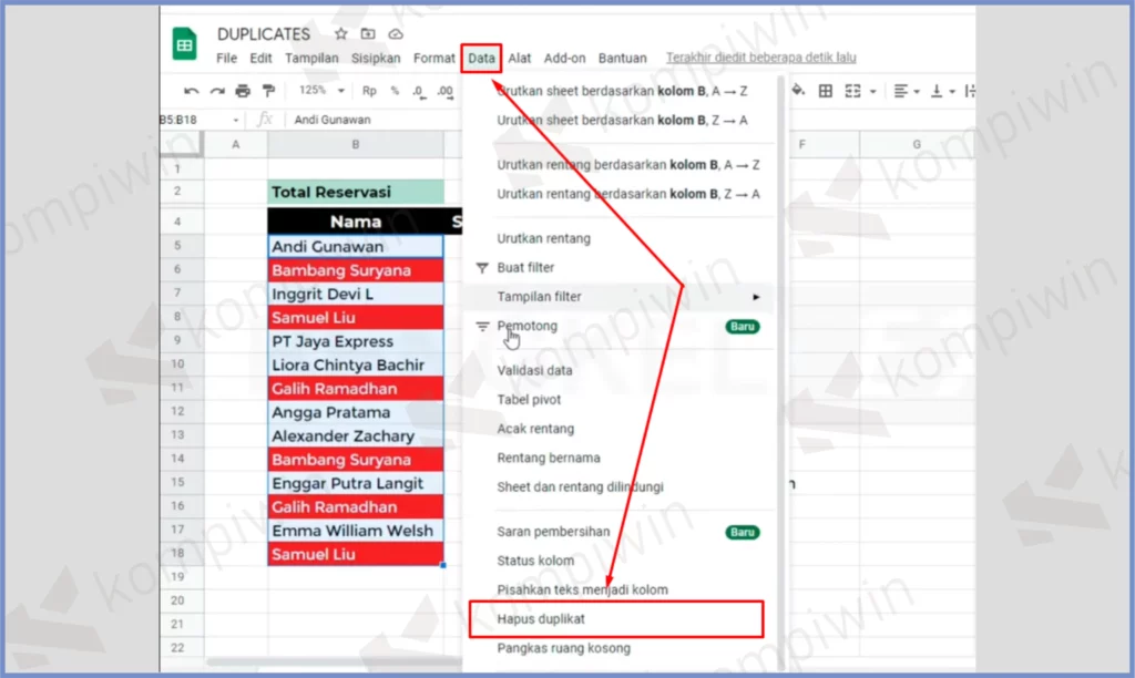 12 Pencet Data Hapus Duplikat - Cara Menandai Data Duplikat di Google Spreadsheet