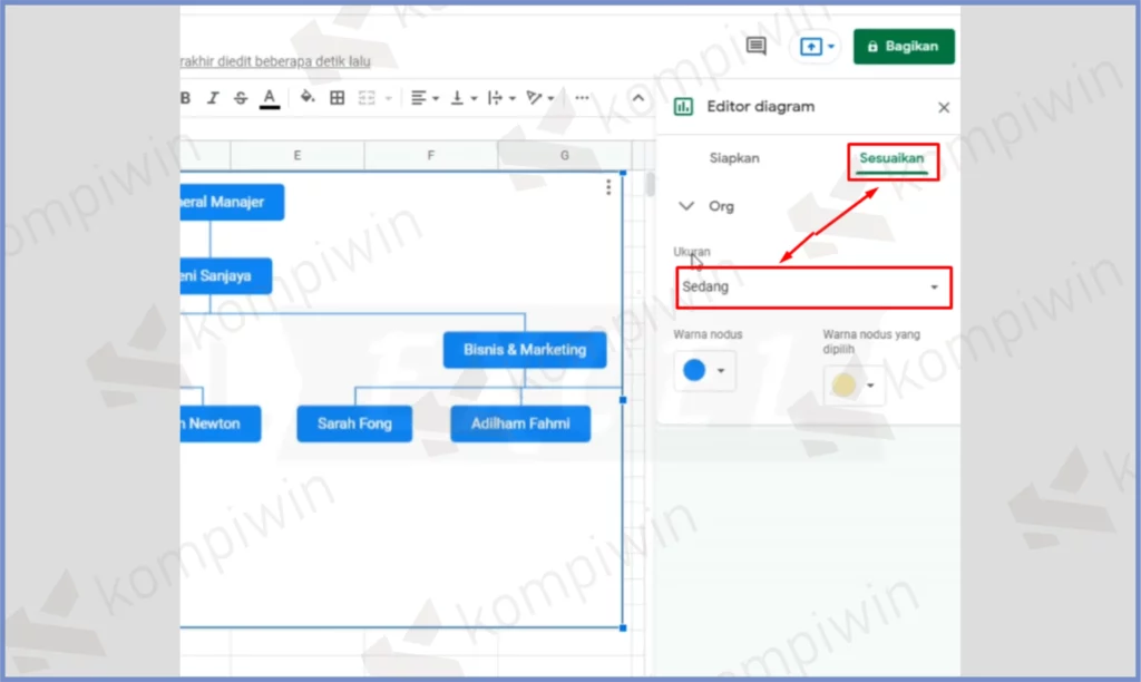 15 Tap Sesuaikan - Cara Membuat Struktur Organisasi di Google Sheet Otomatis Update