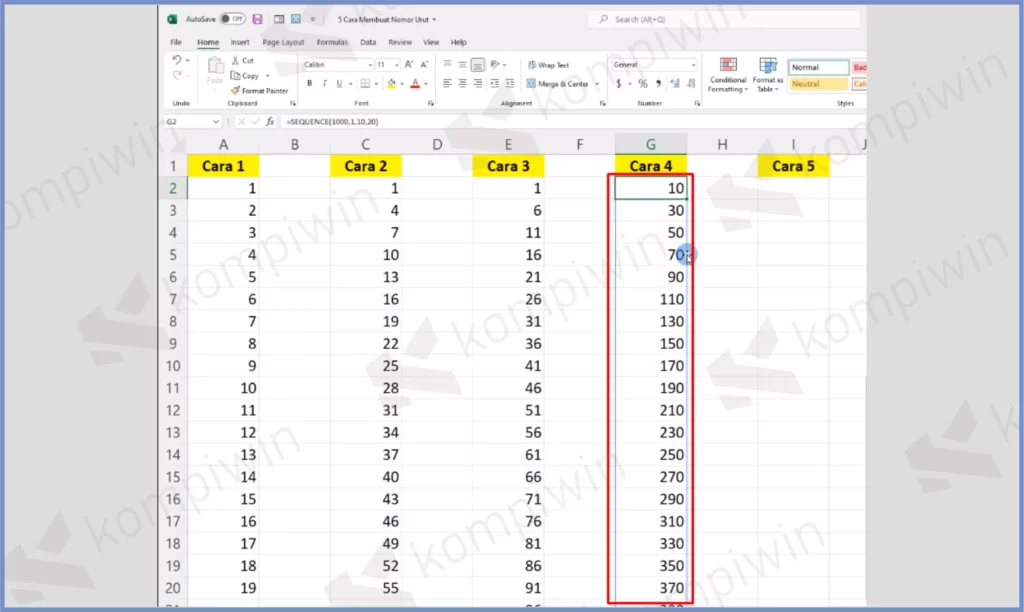 18 Lihat Hasilnya - Cara Membuat Nomor Urut di Excel