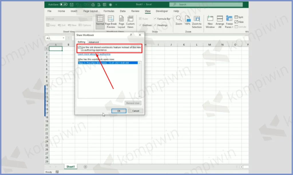 3 Centang Tombol Workbook - Cara Mengaktifkan Workbook Sharing Microsoft Excel
