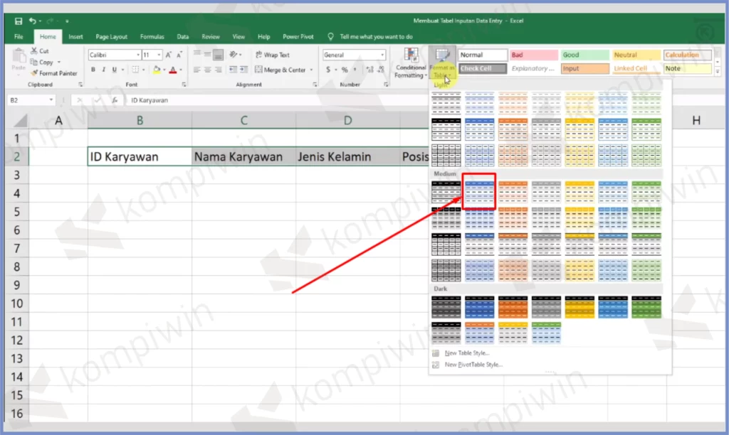 3 Pilih Salah Satu Desain - Cara Membuat Form untuk Input Data di Excel