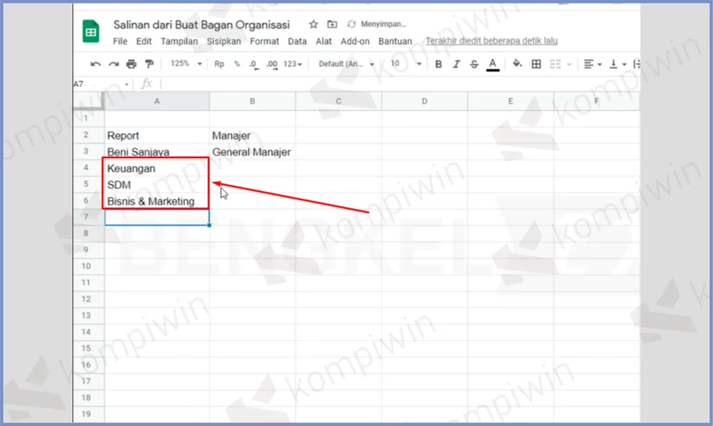 4 Ketikan Jabatan - Cara Membuat Struktur Organisasi di Google Sheet Otomatis Update