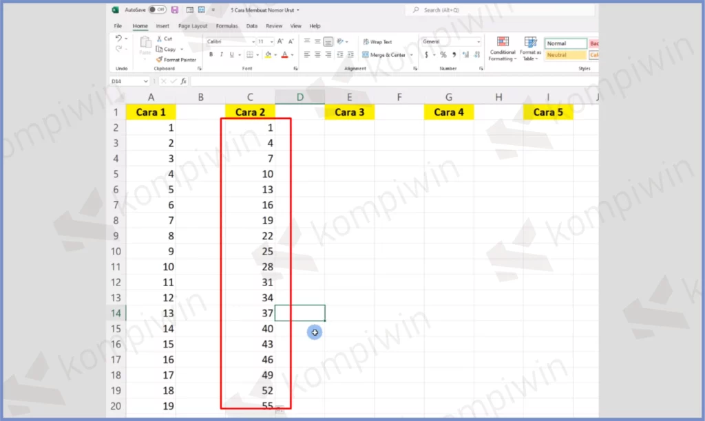 8 Hasilnya Keluar Otomatis - Cara Membuat Nomor Urut di Excel