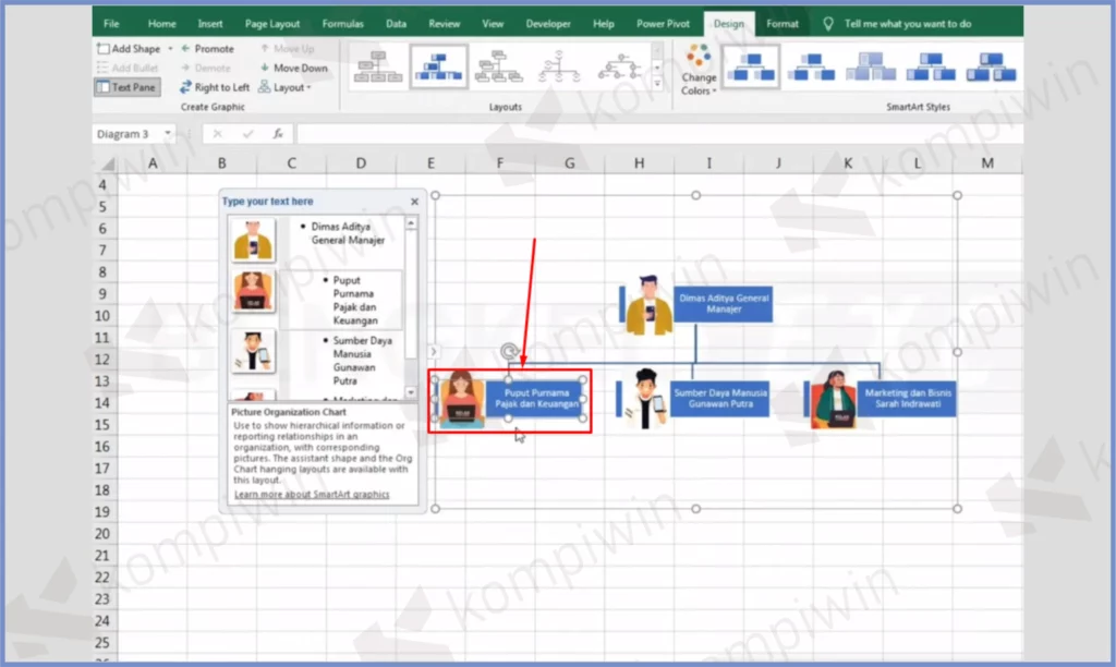 9 Klik Cabang Organisasi - Cara Membuat Struktur Organisasi di Excel