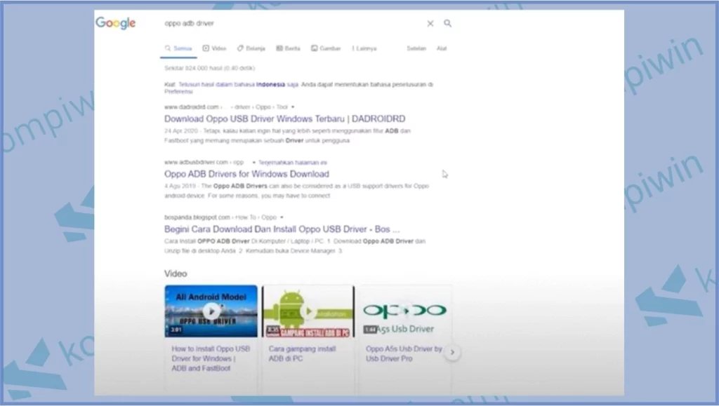 Cari ADBDriver di Google - Cara Menggunakan Scrcpy di Windows