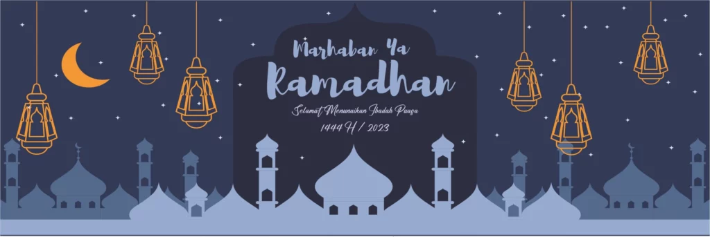 Desain Spanduk Ramadhan Warna Biru Tua