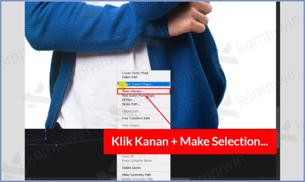 7 Klik Kanan Make Selection - Cara Merubah Warna Baju di Photoshop
