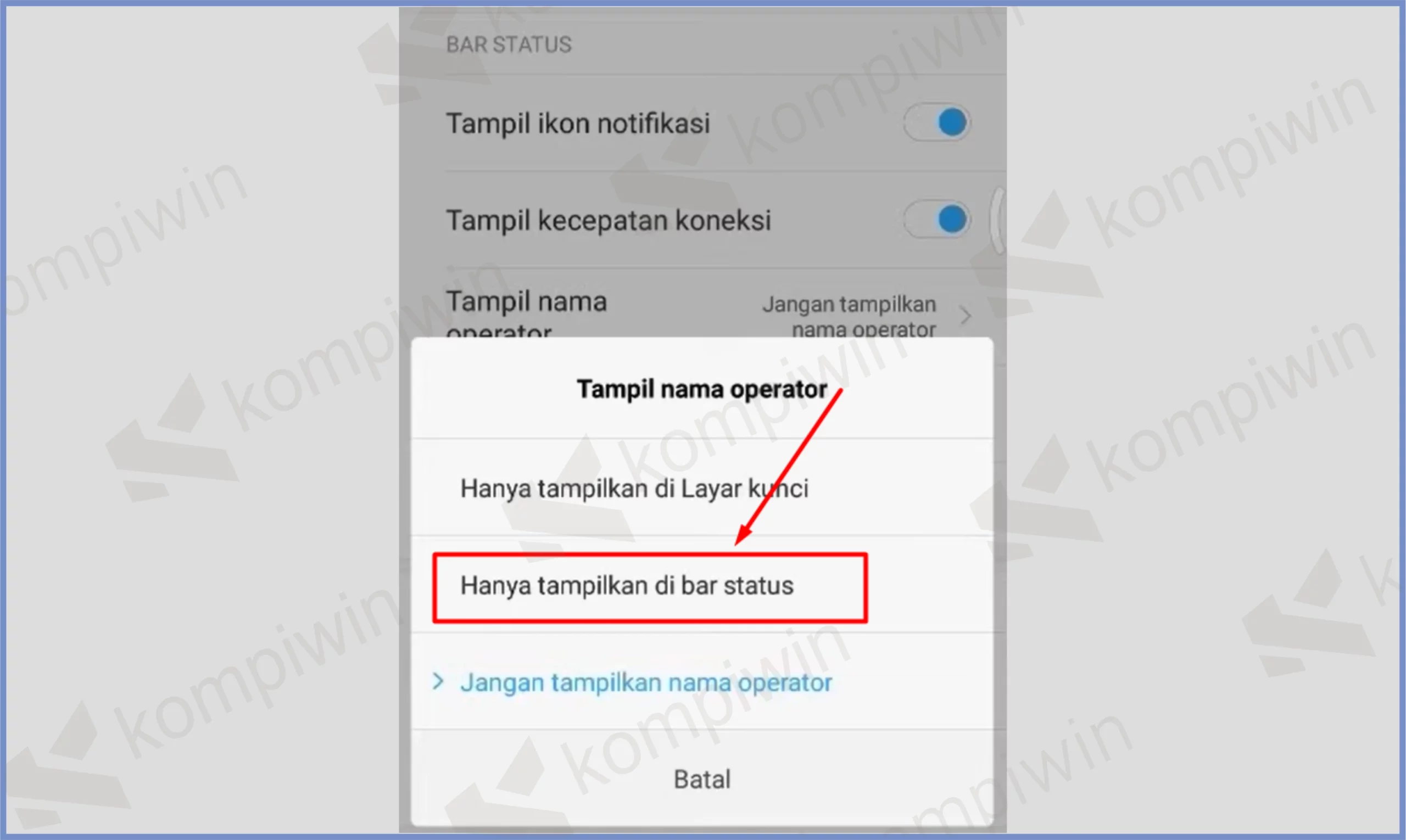4 Hanya Tampilan Bar - Cara Menampilkan Nama Operator di HP Xiaomi