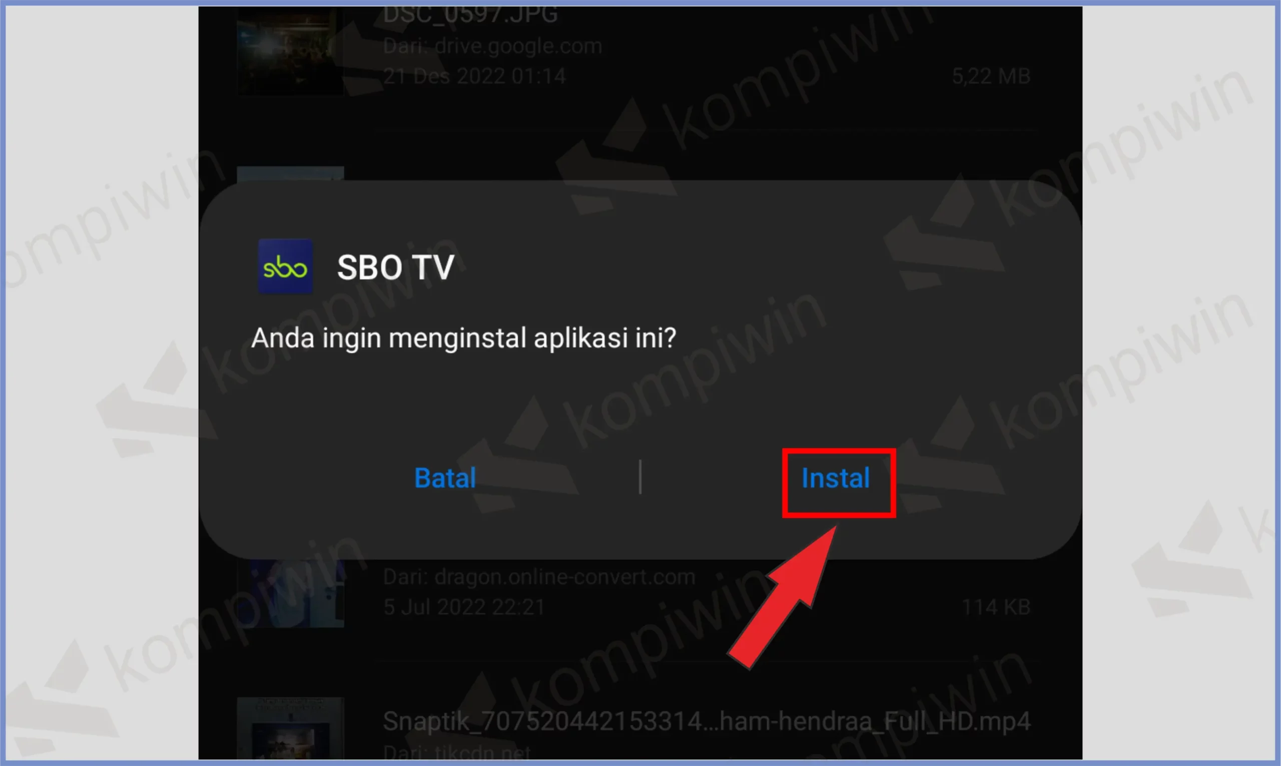 8 Ketuk Tombol Install - Cara Download Sbo Tv