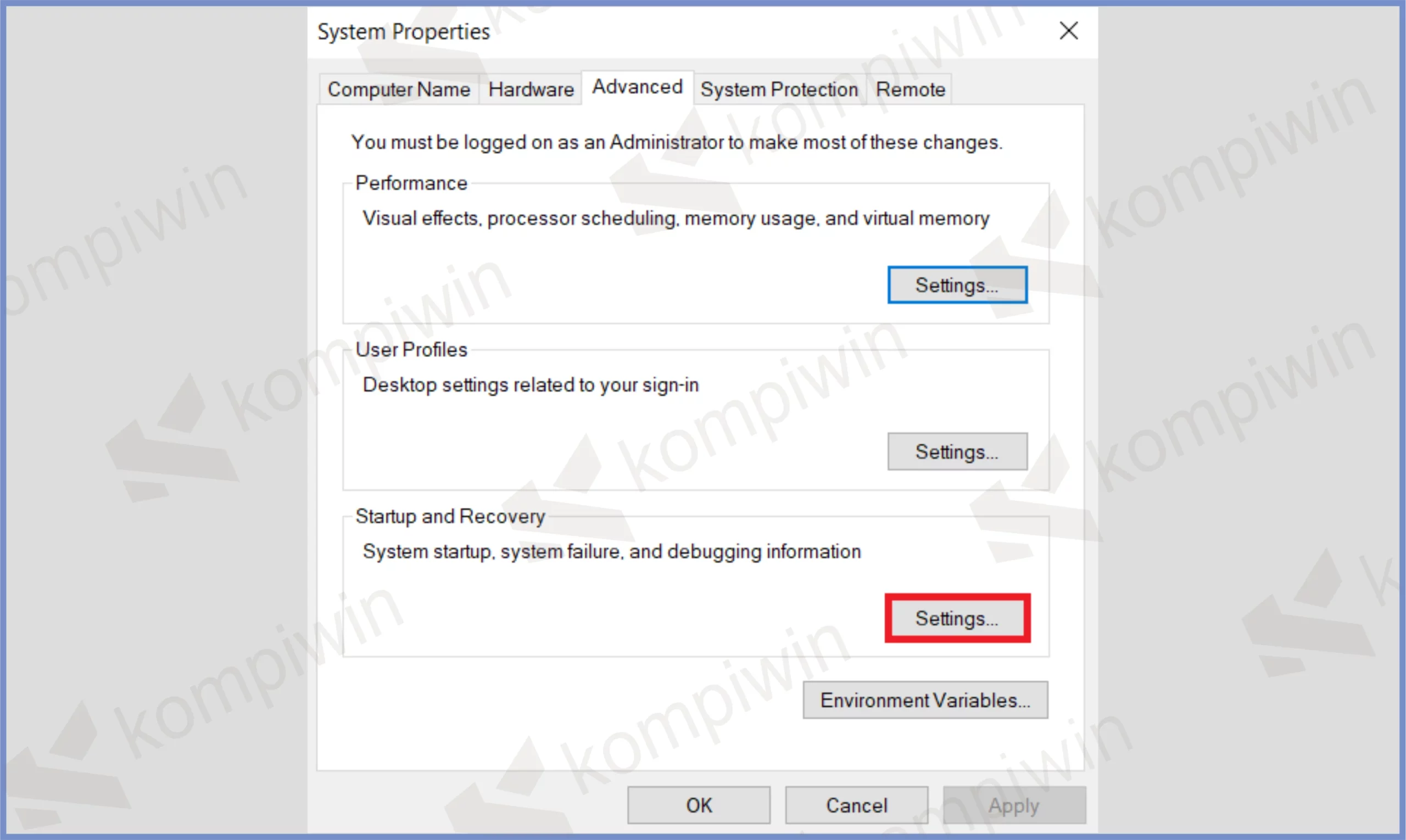 8 Pilih Tombol Settings - Cara Mengaktifkan Windows Boot Manager di Windows 11