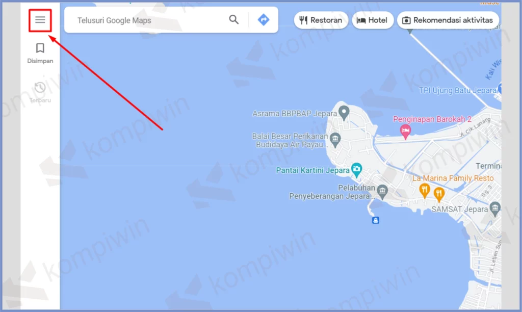 1 Pencet Icon Strip Tiga - Posisi Letak Menu Option di Google Maps versi Terbaru