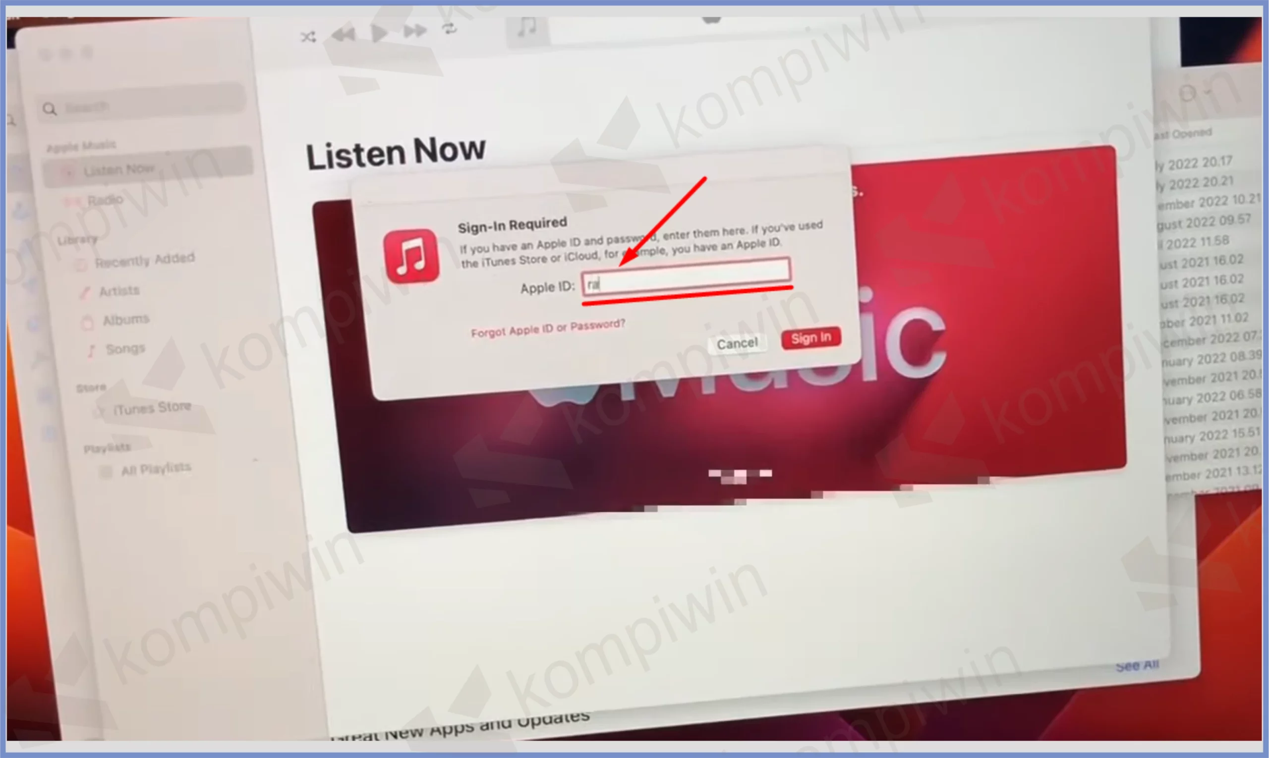 2 Ketikkan Apple ID - Cara Mengatasi iTunes Store Tidak Dapat Memproses Pembelian pada Saat Ini