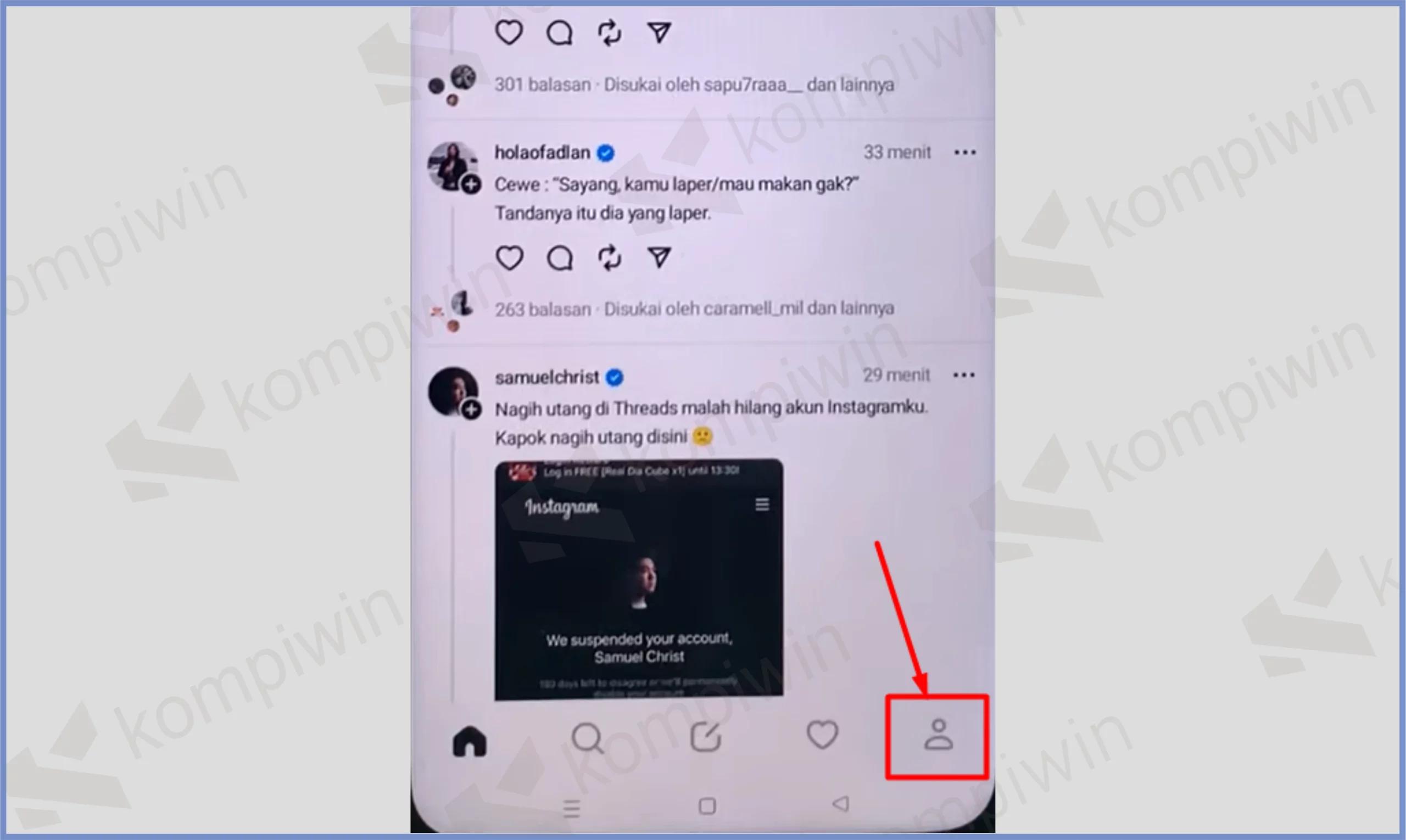 1 Ketuk Icon Profil - Cara Menampilkan Threads di Bio Instagram