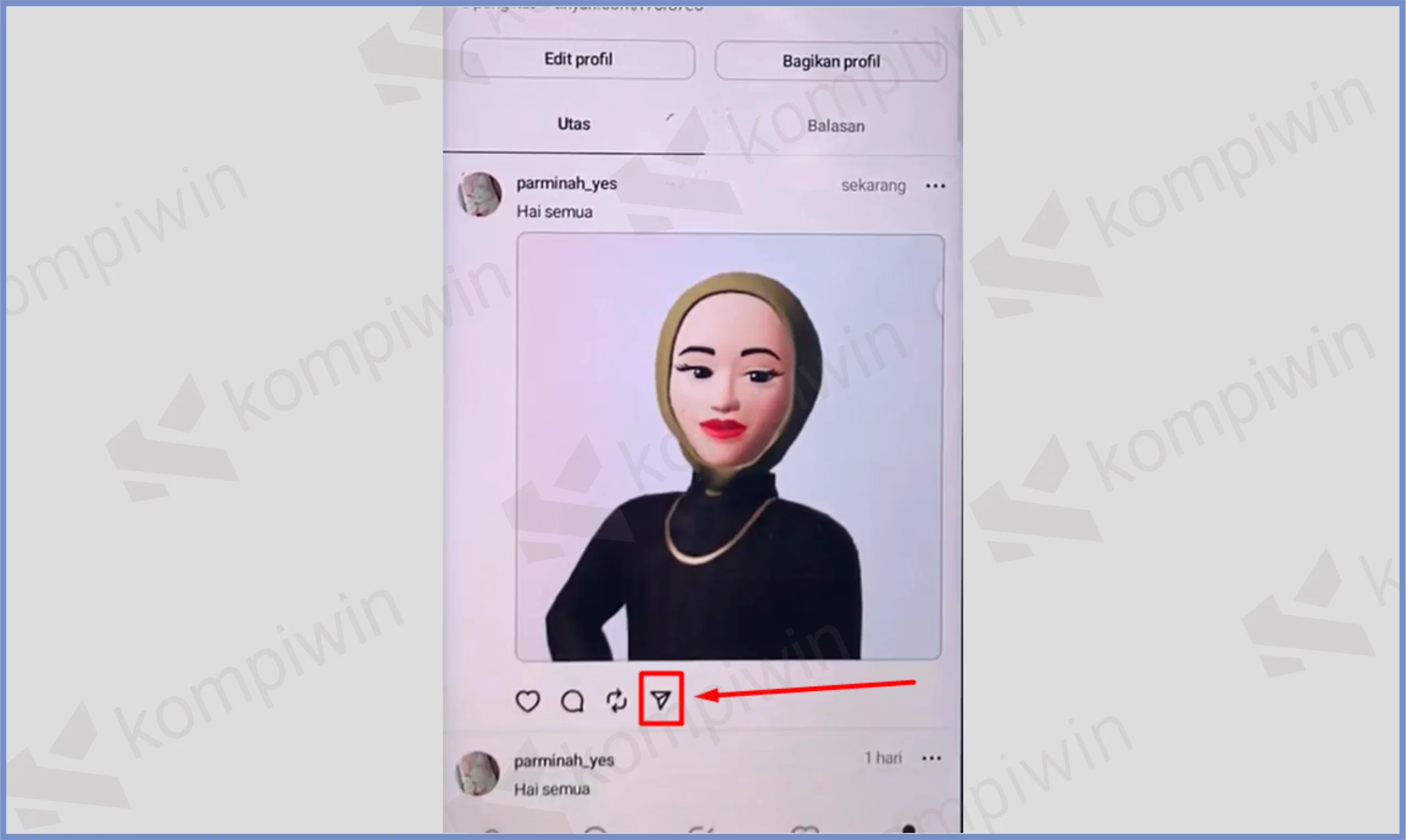 2 Ketuk Tombol Share - Cara Share Status Threads ke Instagram