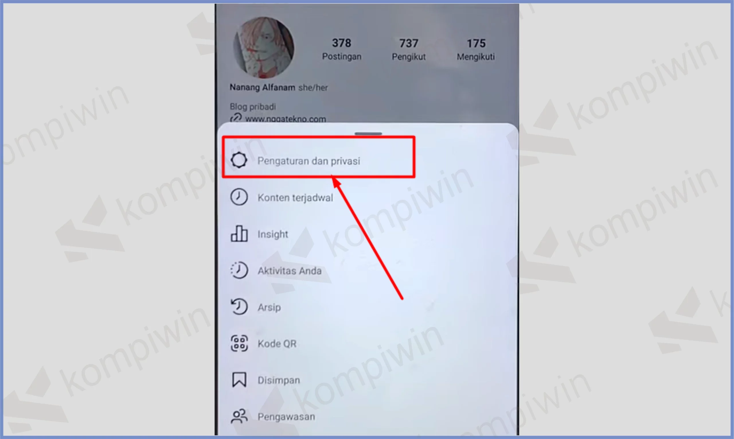 2 Pengaturan dan Privasi - Cara Melihat Kode Cadangan 8 Digit Instagram