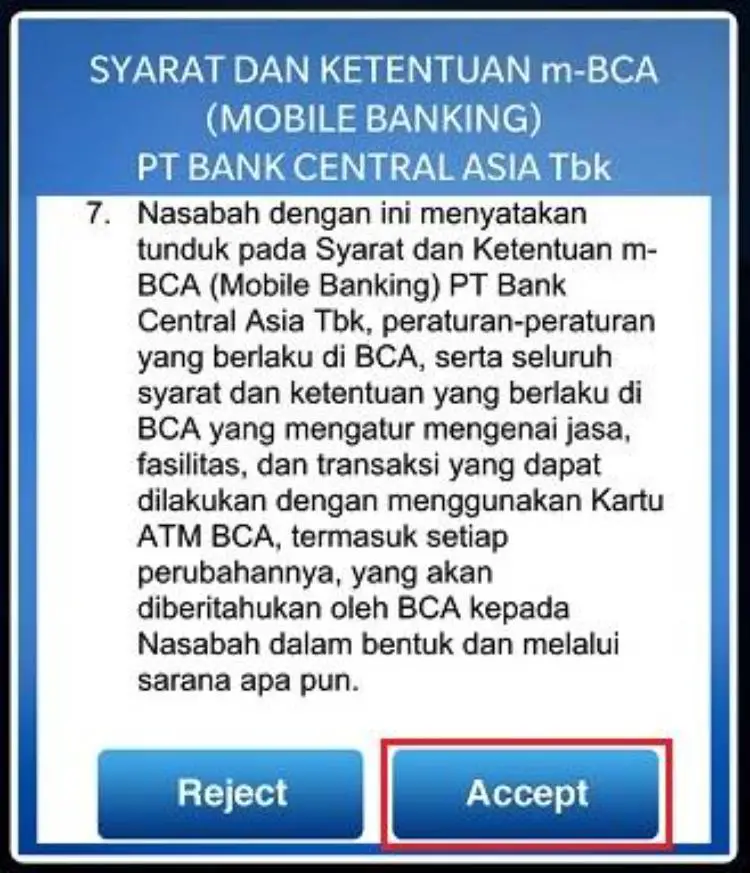 Klik bagian syarat dan ketentuan, baca dan jika sudah setuju klik “Accept”