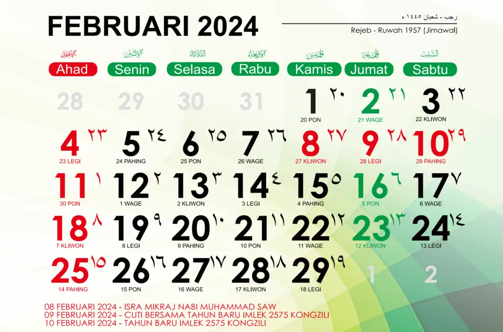 Kalender Jawa Februari 2024