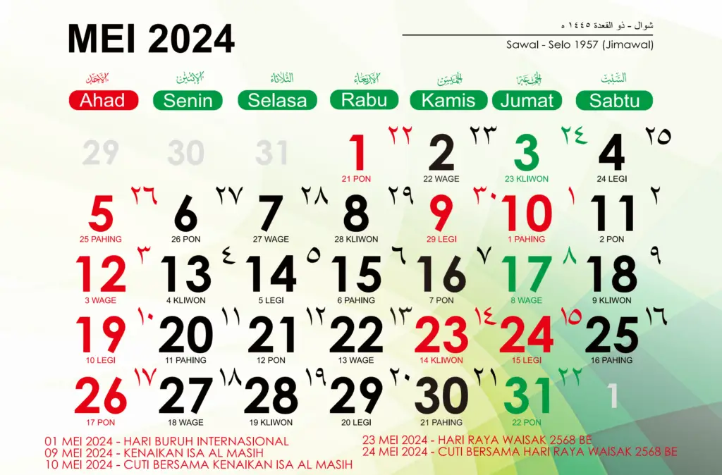 Kalender Jawa Mei 2024