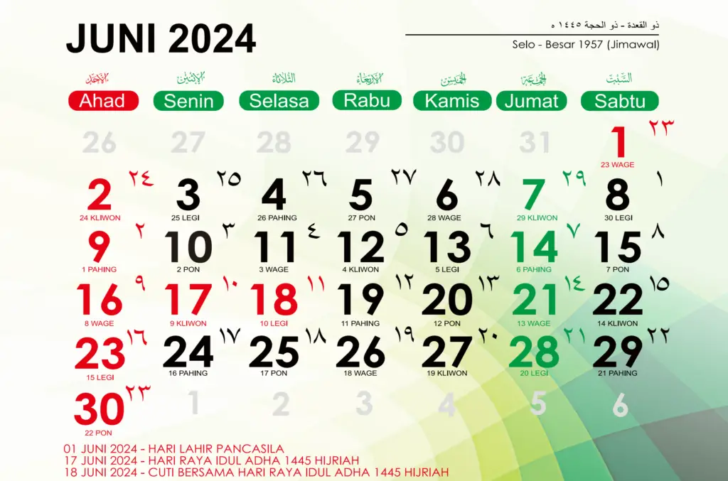 Kalender Jawa Juni 2024
