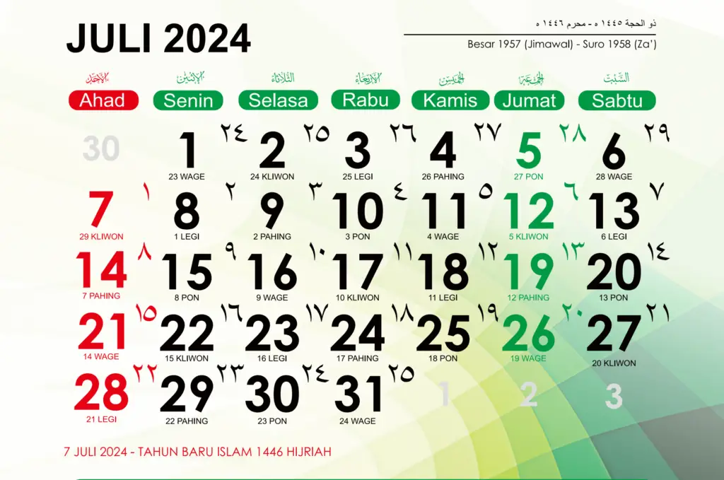 Kalender Jawa Juli 2024