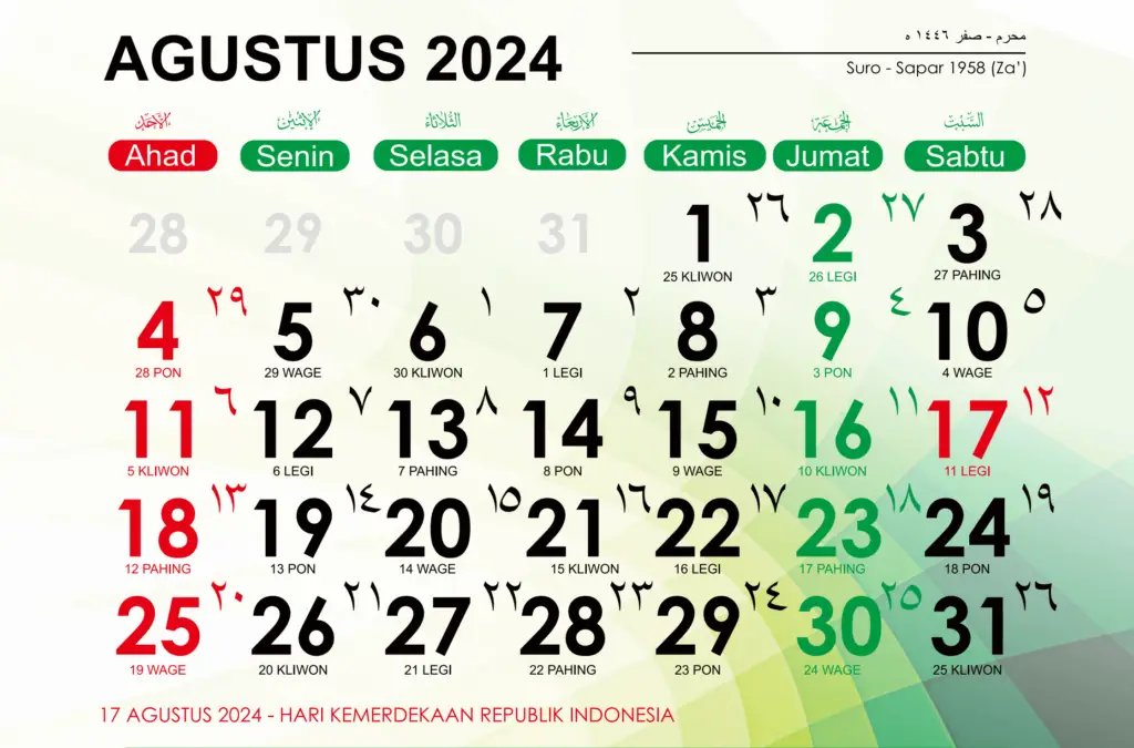 Kalender Jawa Agustus 2024