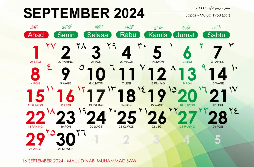 Kalender Jawa September 2024