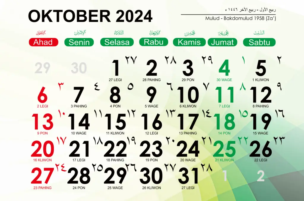 Kalender Jawa Oktober 2024