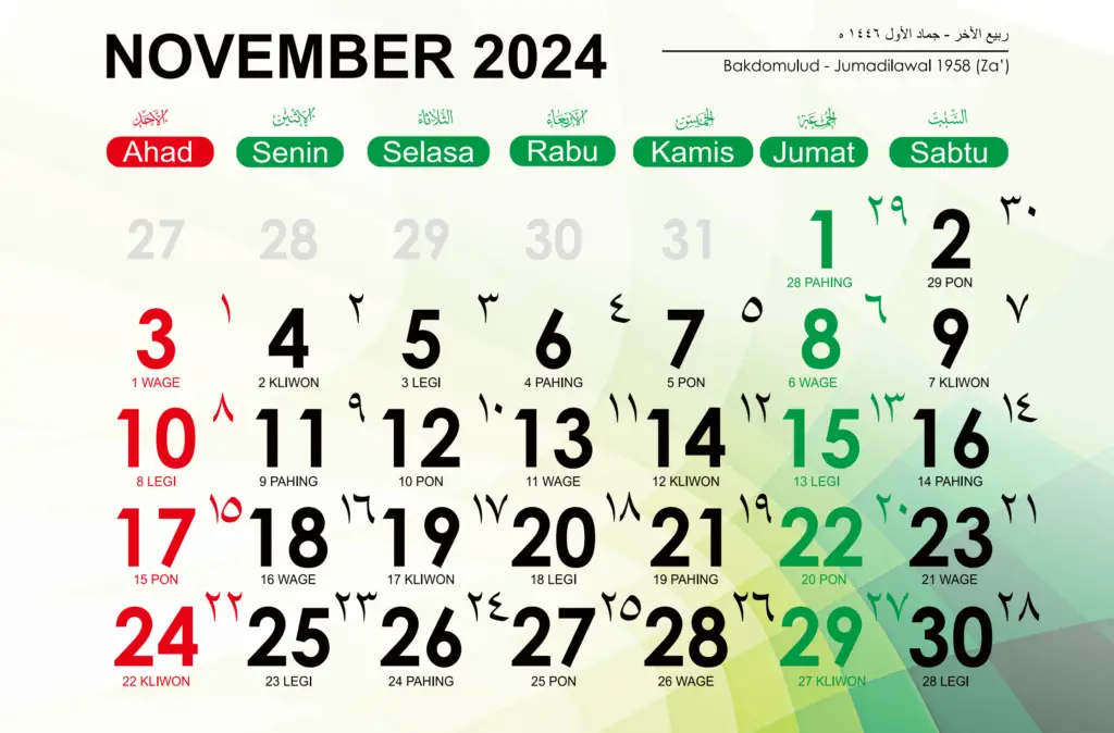 Kalender Jawa November 2024